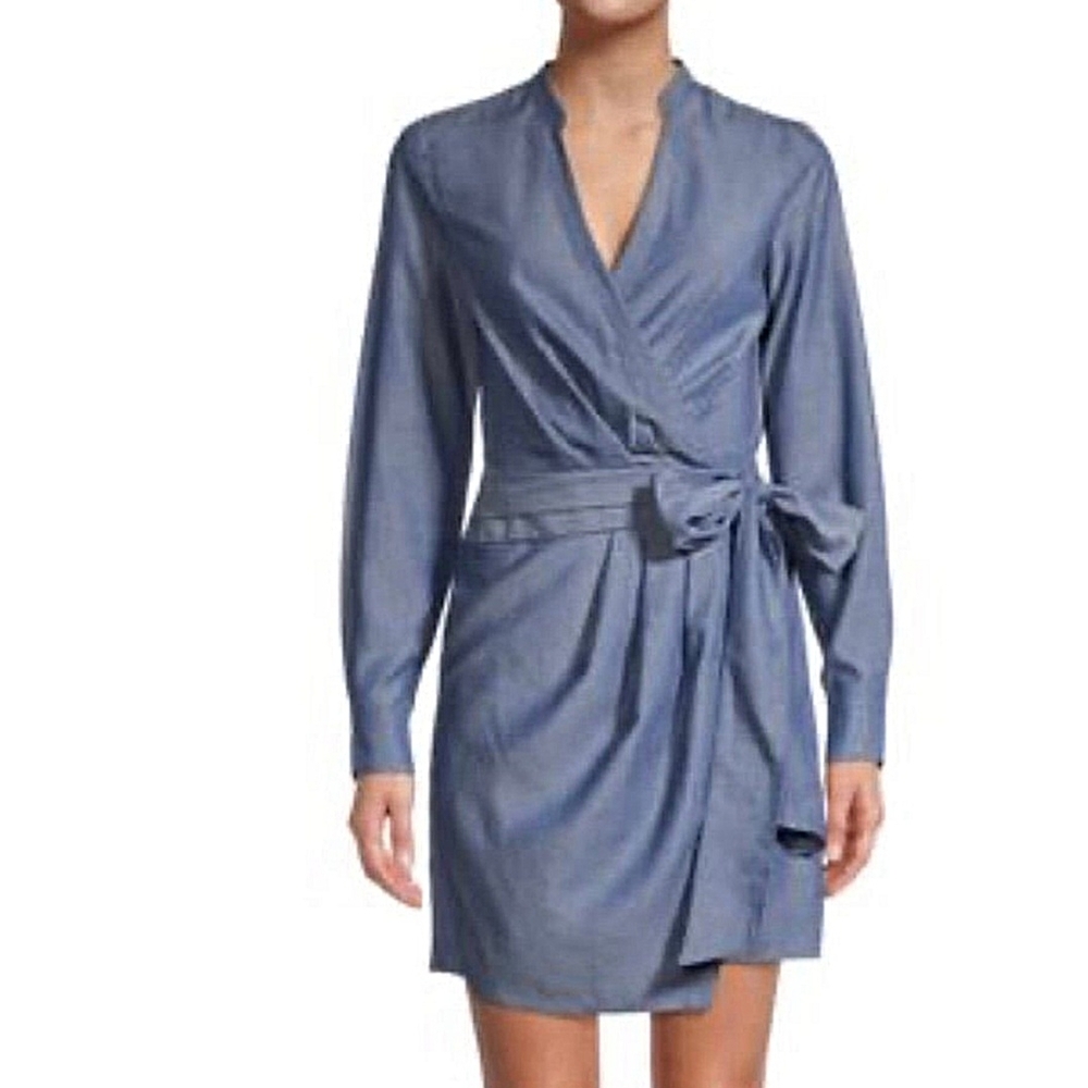 Bailey 44 Blue Chambray Wrap Dress Size L  NWOT